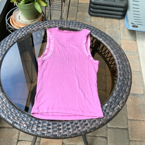 BEBE TANK TOP WITH SILK TRIM, SIZE MEDIUM, RASPBERRY. - Picture 7 of 7